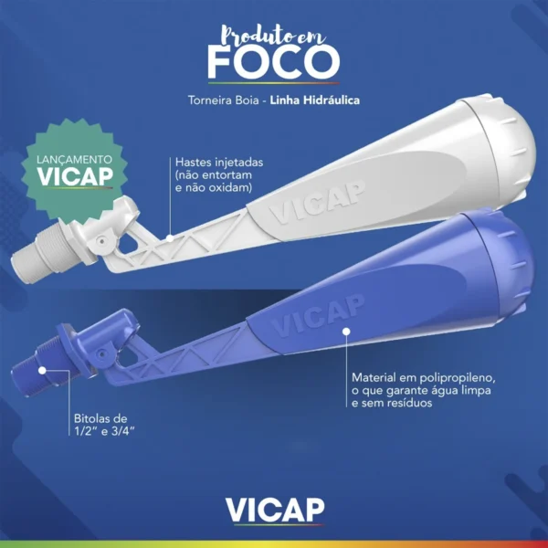 Torneira Boia 1/2" e 3/4"  Vicap