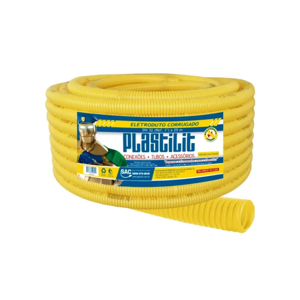 Eletroduto Corrugado Leve DN 32 (1")  25 Metros Amarelo